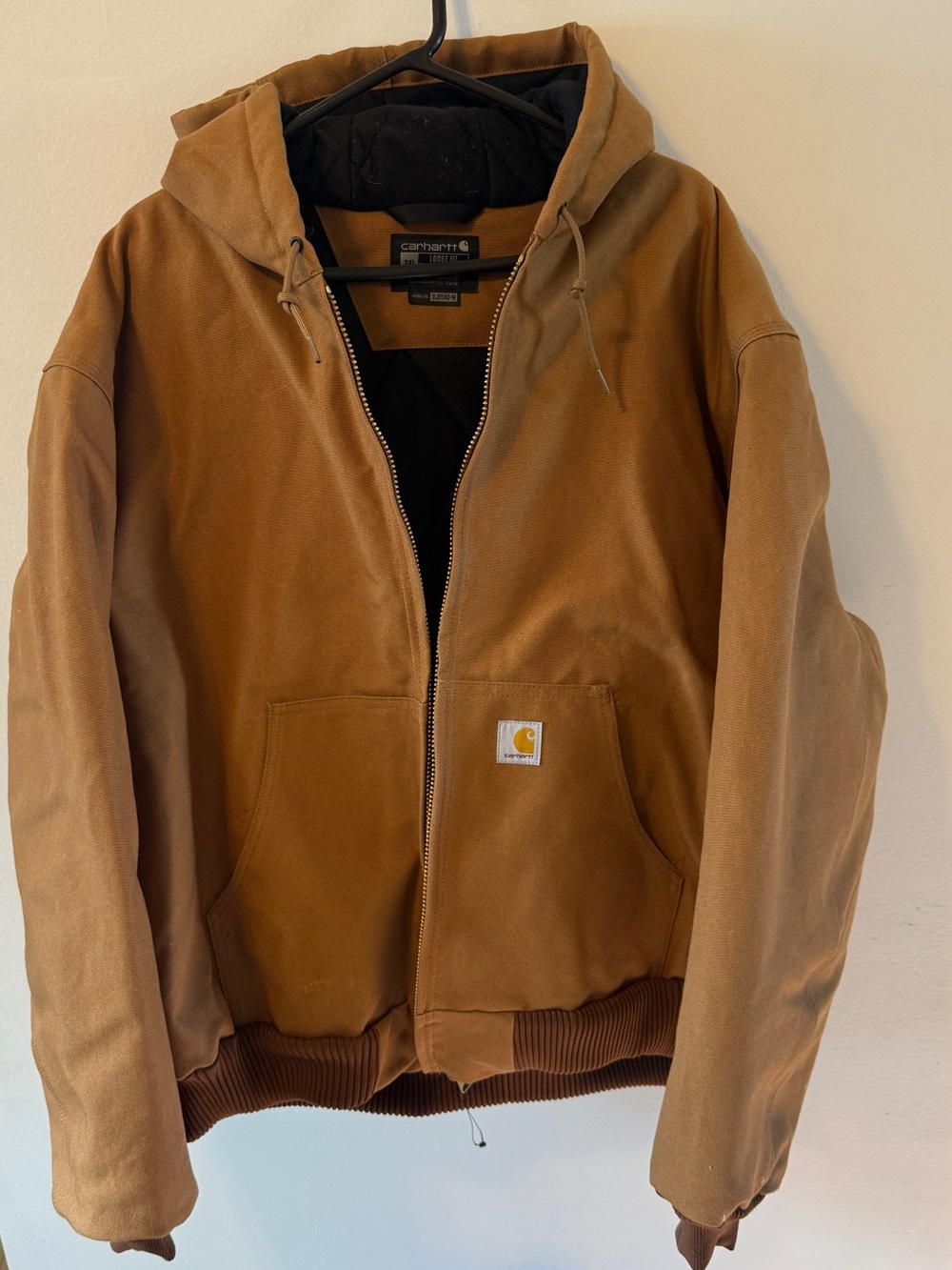 New Carhartt J140 Loose Fit Duck Flannel Lined Active Jacket Brown 2XL